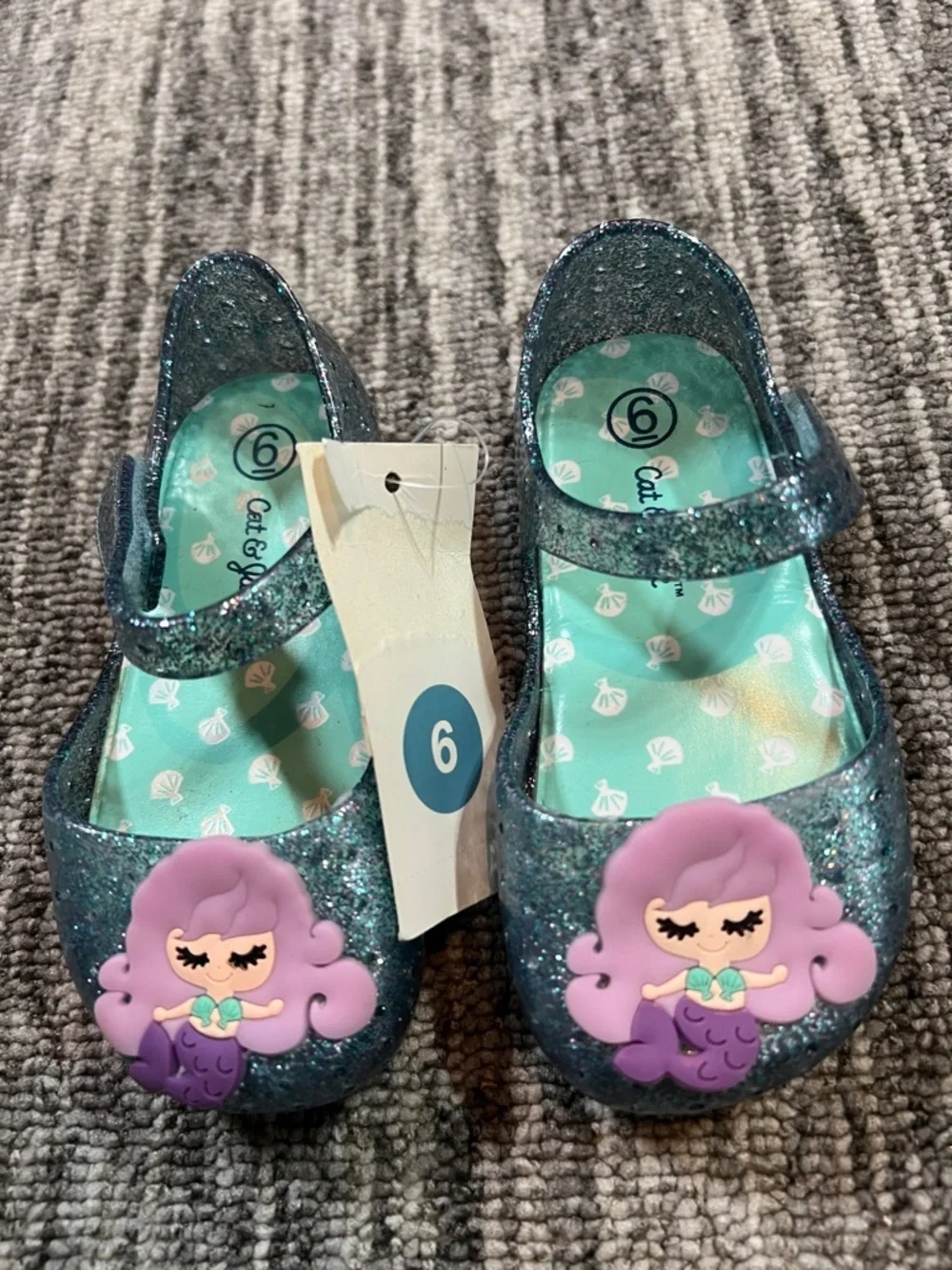 Cat & Jack - Kids Glitter Mermaid Mary Jane Shoes Size 6